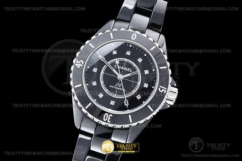 CHA029A -XHANEL J-12 33mm Blk CER/CER Blk/Dia HTF A12.2