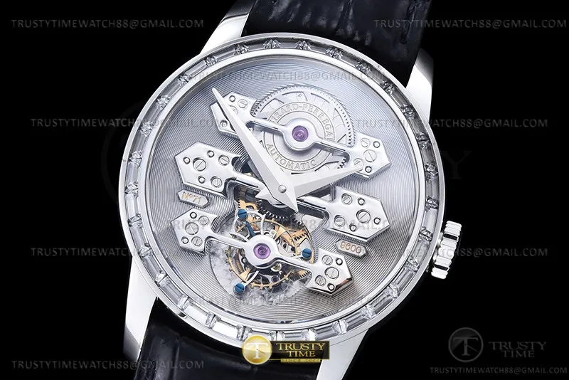 GP010B -GP Tourbillon with Three Gold Diam SS/LE Silv YSF GP9600