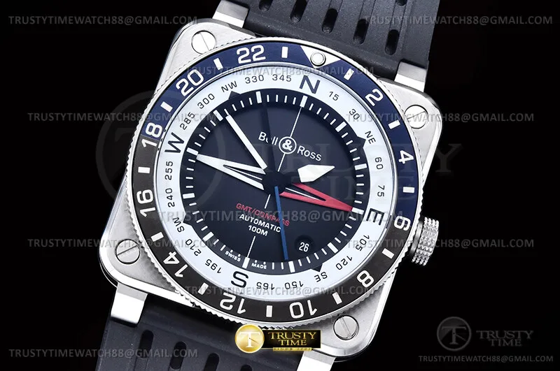 BR151A - Bell Ross BR03-93 GMT/COMP Blue/Blk SS/RU Blk WMF A2836