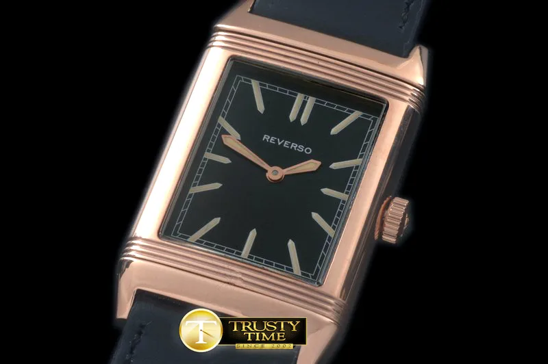 JL078E - Reverso Classique RG/LE Black Stk Jap Qtz