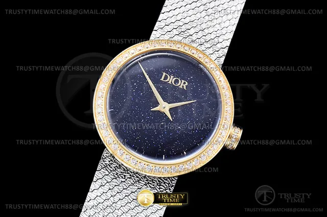 DIO005B - La D De Dior Mini Diam YG/SS Starry Night DRF Jap Qtz