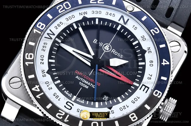 BR151A - Bell Ross BR03-93 GMT/COMP Blue/Blk SS/RU Blk WMF A2836 — photo 6
