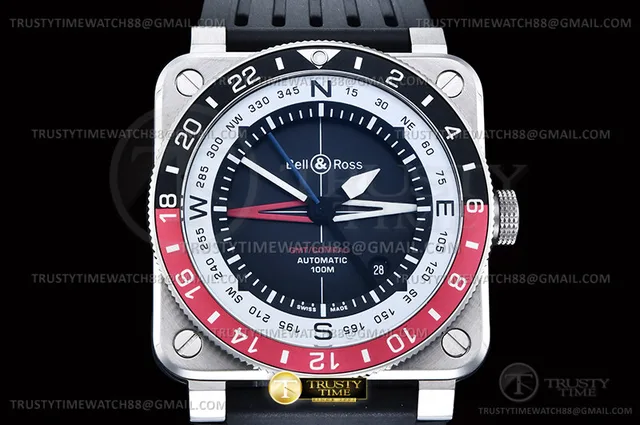 BR151B - Bell Ross BR03-93 GMT/COMP Red/Blk SS/RU Blk WMF A2836 — photo 4