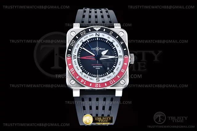 BR151B - Bell Ross BR03-93 GMT/COMP Red/Blk SS/RU Blk WMF A2836 — photo 3