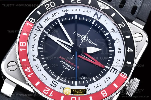 BR151B - Bell Ross BR03-93 GMT/COMP Red/Blk SS/RU Blk WMF A2836 — photo 6