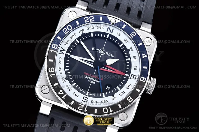 BR151A - Bell Ross BR03-93 GMT/COMP Blue/Blk SS/RU Blk WMF A2836
