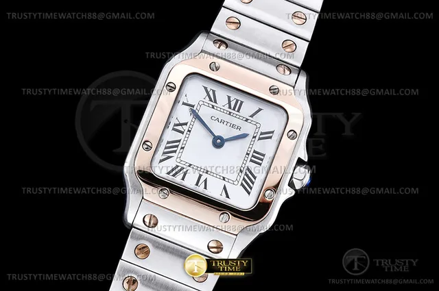 CAR0643C - Santos Galbee SM RG/SS Wht/Rmn BLF Swiss Qtz