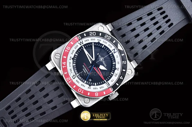 BR151B - Bell Ross BR03-93 GMT/COMP Red/Blk SS/RU Blk WMF A2836 — photo 5